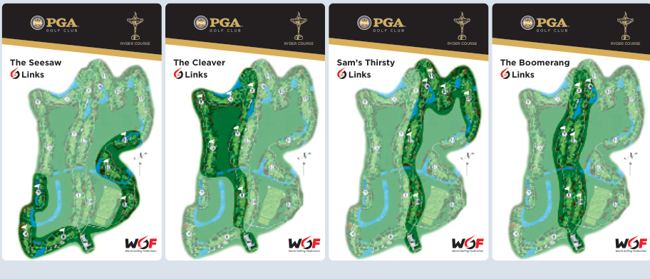 Each 6G Link shown on the full Ryder Course map, its holes highlighted and the rest of the facility shaded